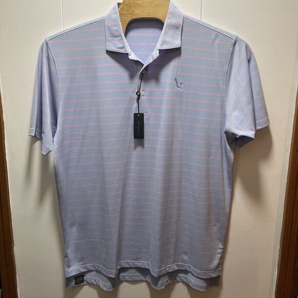 Other - Turtleson Bowen Stripe Oxford Performance Polo Sky/Orchid‎ Size 2XL XXL NEW